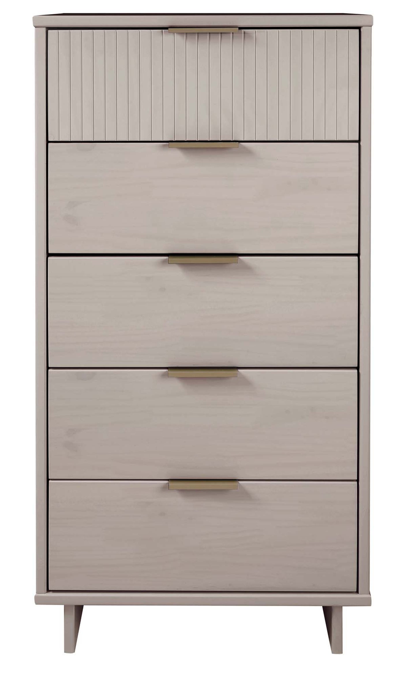 Granville Tall 23.62" Modern Narrow Dresser with 5 Full Extension Drawers in Light Grey