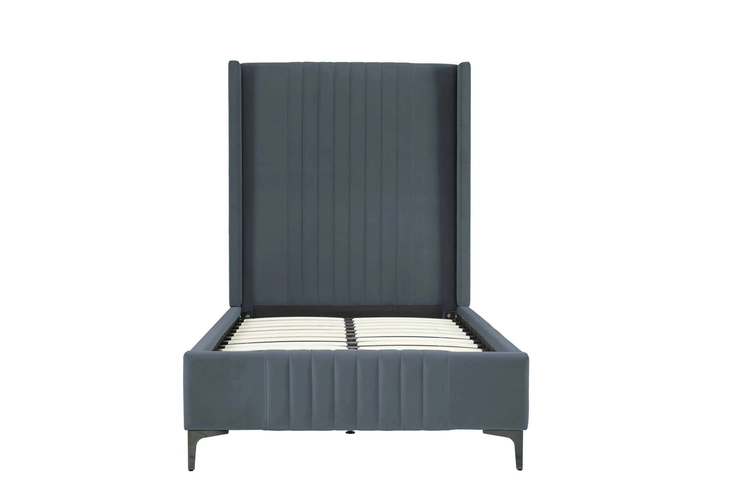 Promenade Mid-Century Modern Velvet Upholstered Twin-Size Bed in Grey