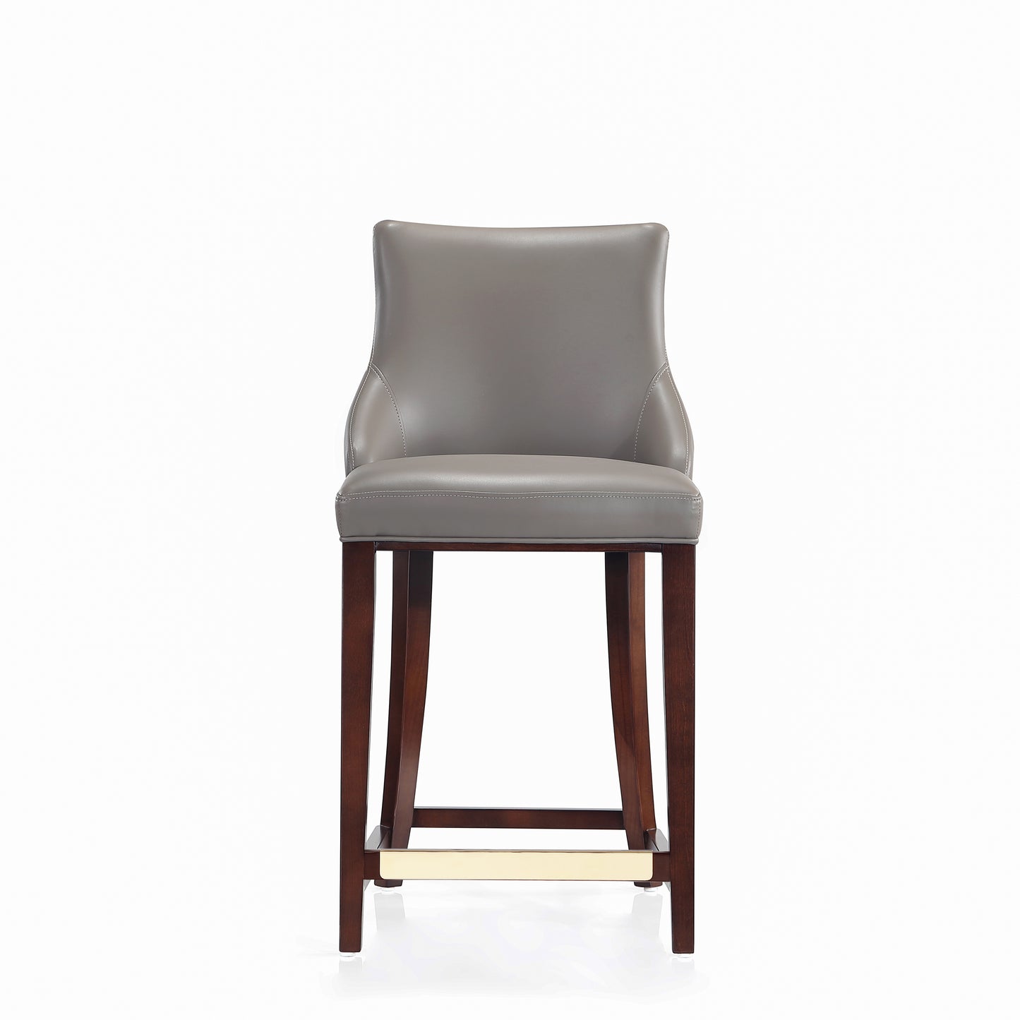 Modern Shubert Counter Stool Upholstered in Dark Taupe Leatherette with Beech Wood Legs