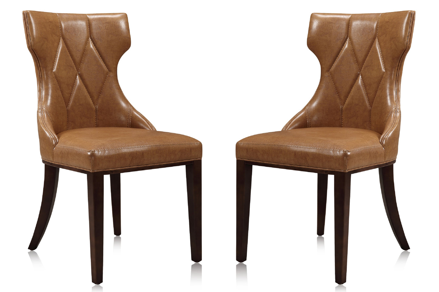 Reine Saddle and Walnut Faux Leather Dining Chair (Set of Two)