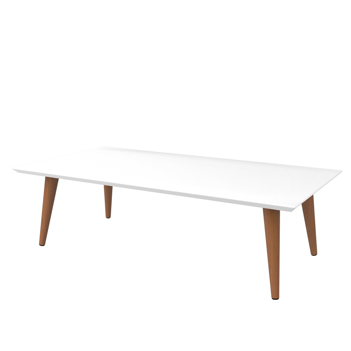 Utopia 17.52" High Rectangle Coffee Table with Splayed Legs in White Gloss