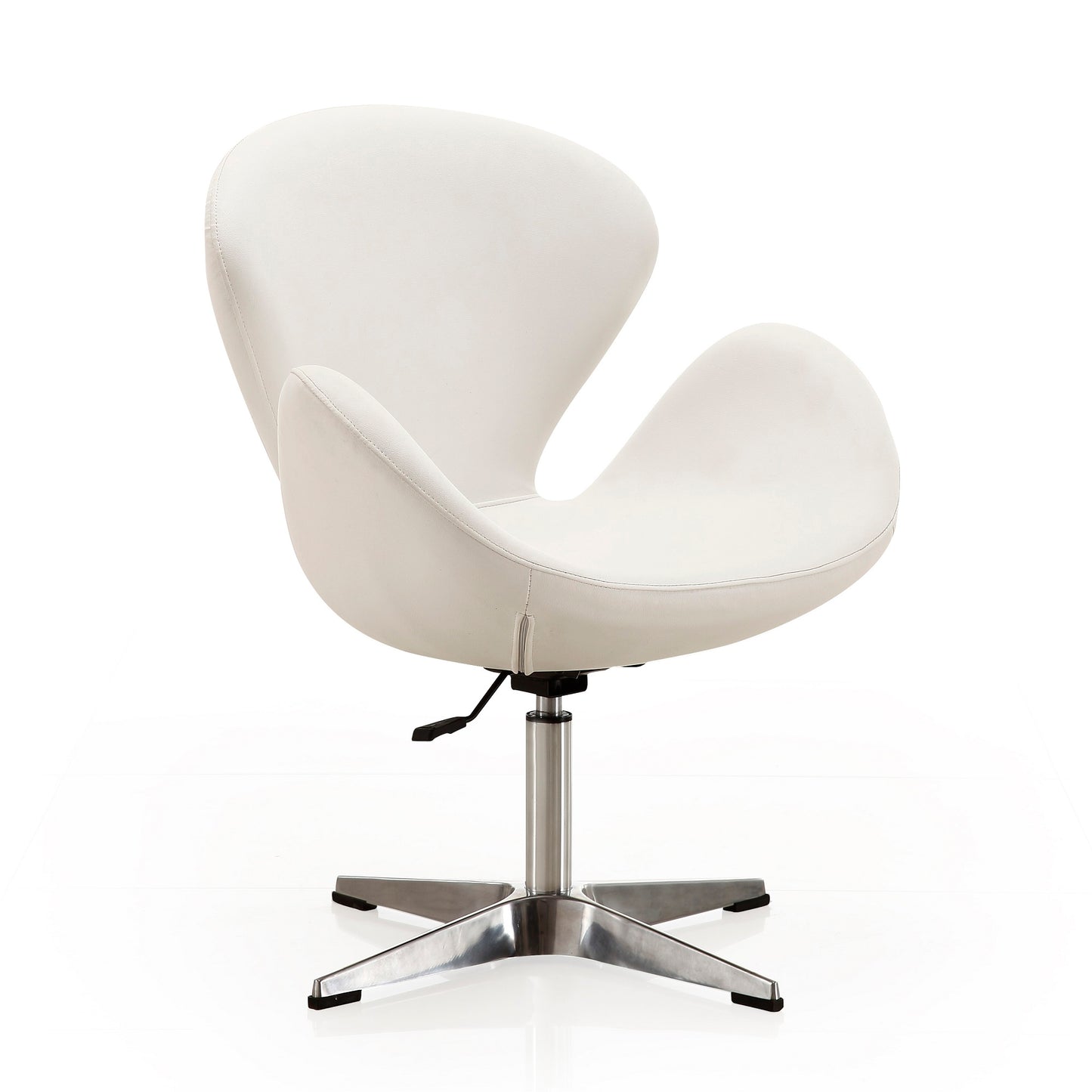 Raspberry White and Polished Chrome Faux Leather Adjustable Swivel Chair
