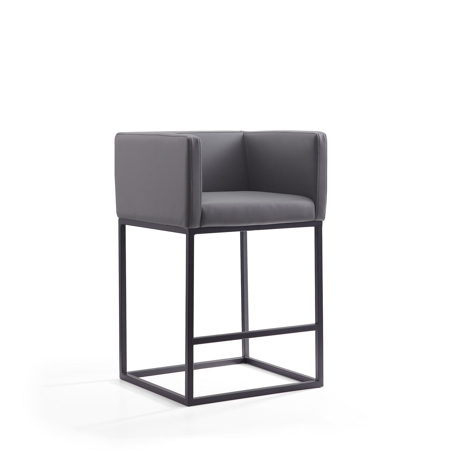 Embassy 34 in. Grey and Black Metal Counter Height Bar Stool