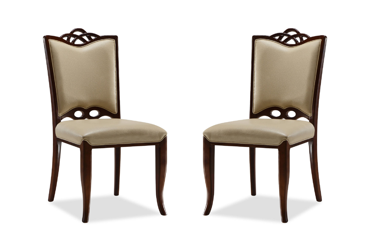 Regent Cream and Walnut Faux Leather Dining Chair (Set of Two)