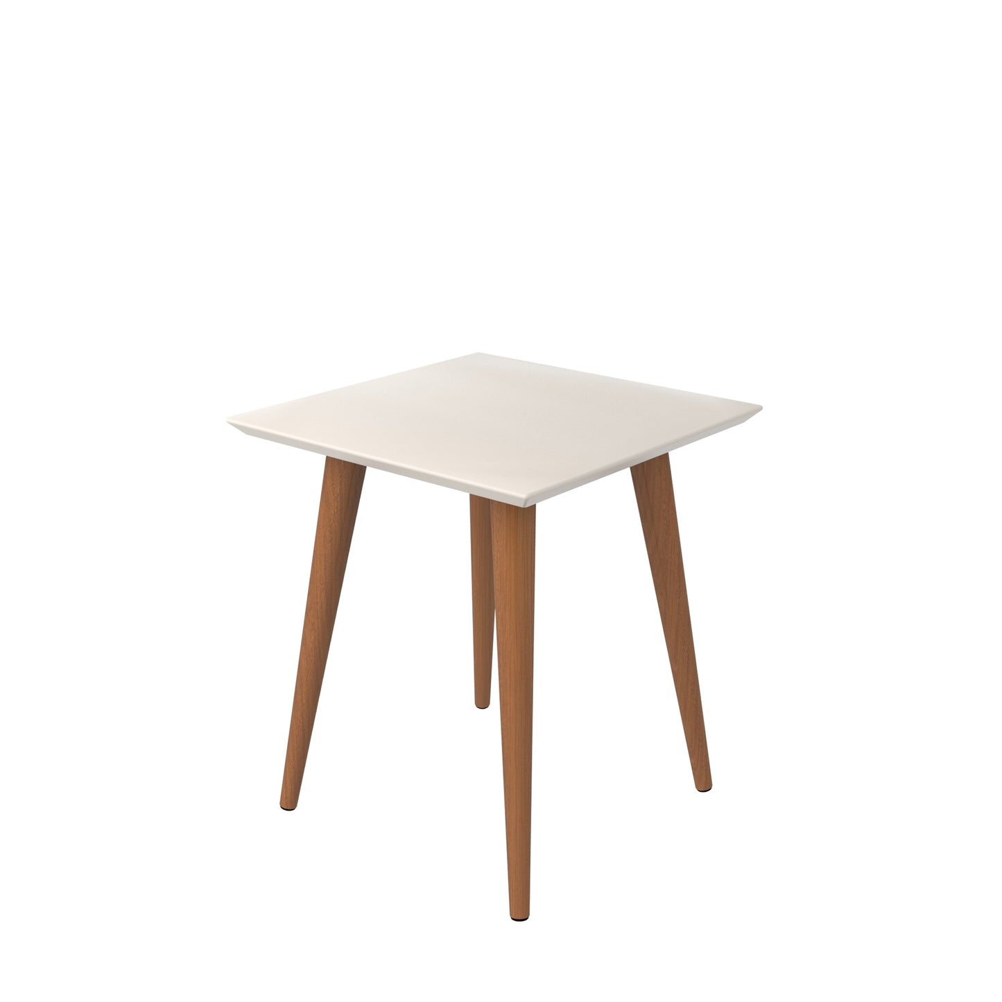 Utopia 19.84" High Square End Table With Splayed Wooden Legs in Off White and Maple Cream