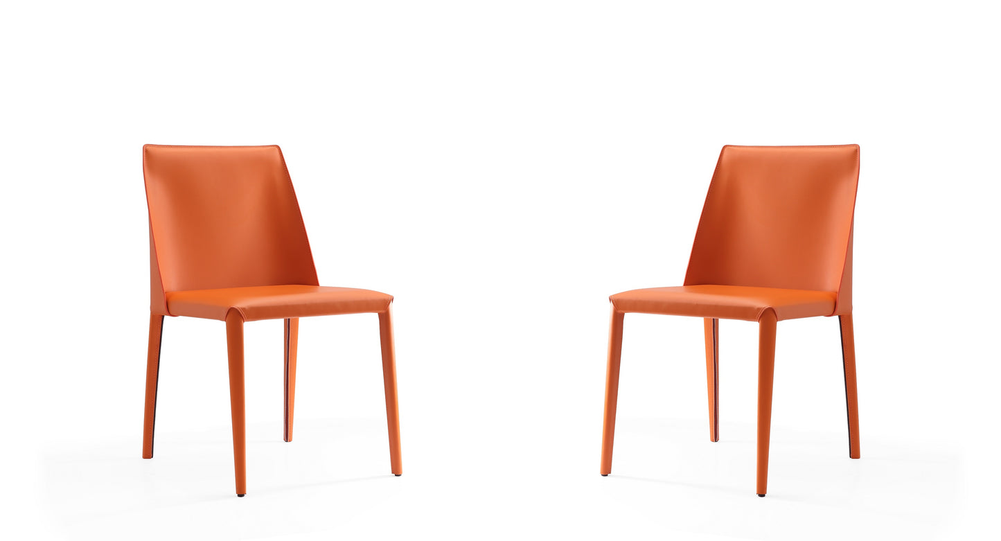 Paris Coral Saddle Leather Dining Chair (Set of 2)