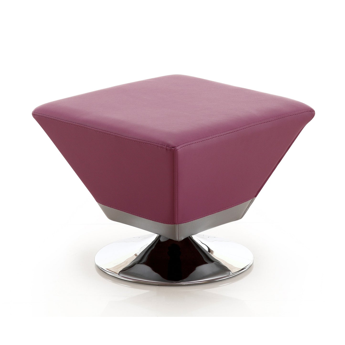 Diamond Purple and Polished Chrome Swivel Ottoman