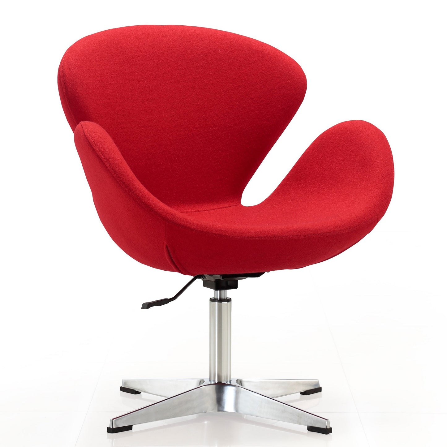 Raspberry Red and Polished Chrome Wool Blend Adjustable Swivel Chair