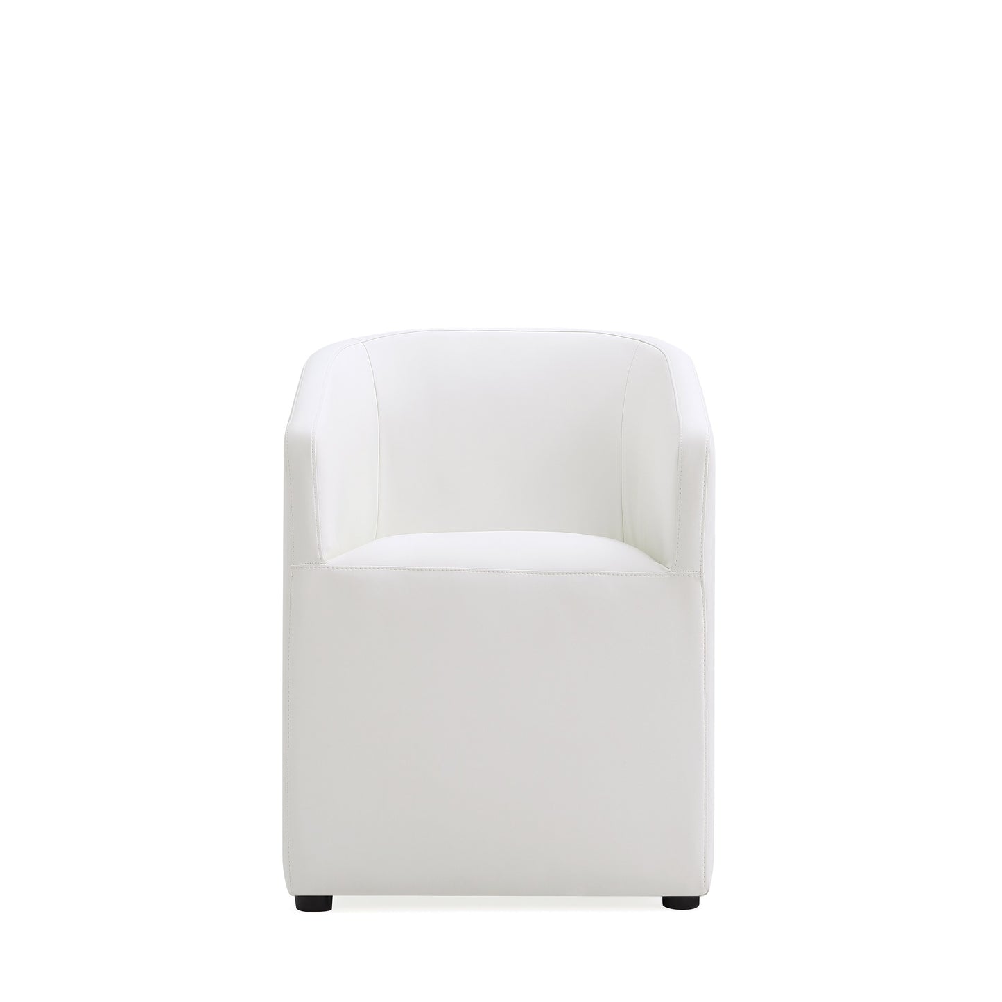 Anna Modern Round Faux Leather Dining Armchair in Cream