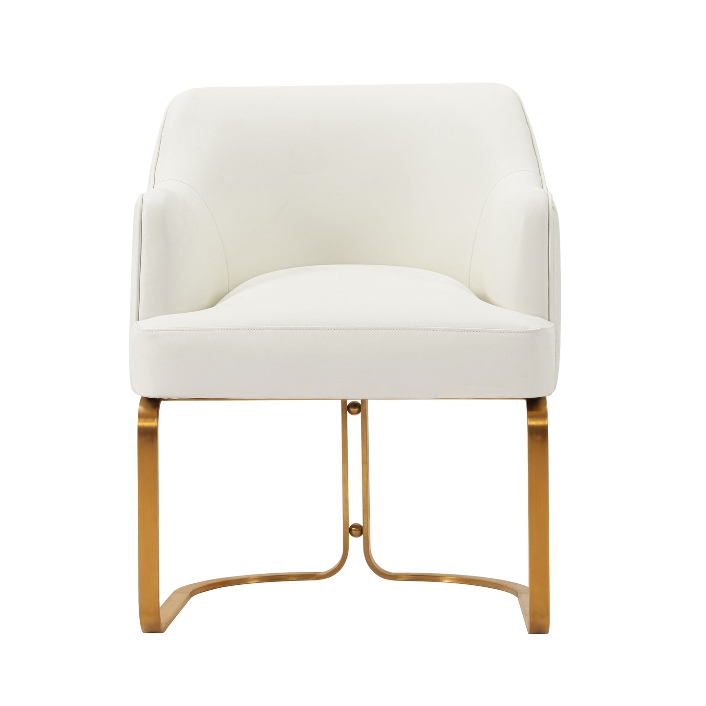 Modern Raya Leatherette Dining Armchair in Cream