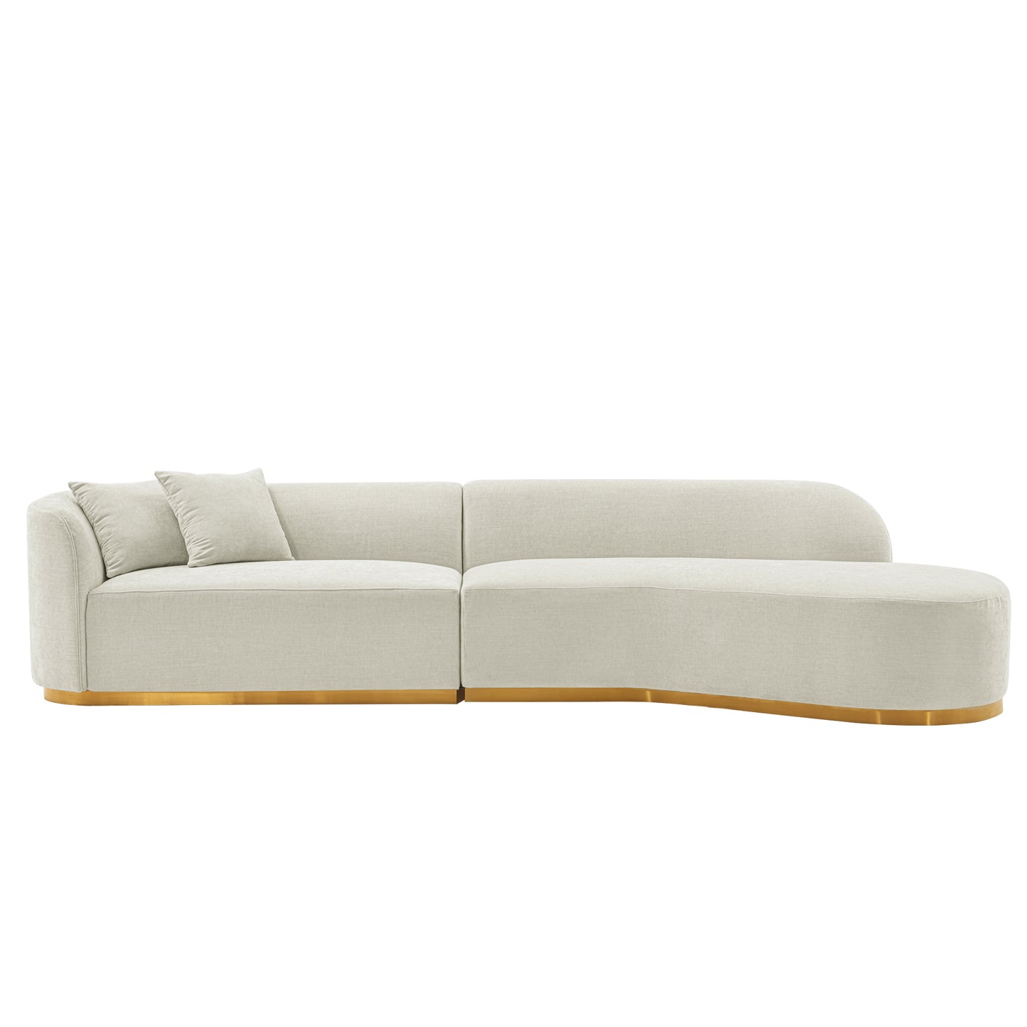 Contemporary Daria Chenille Sofa Sectional with Pillows in Ivory