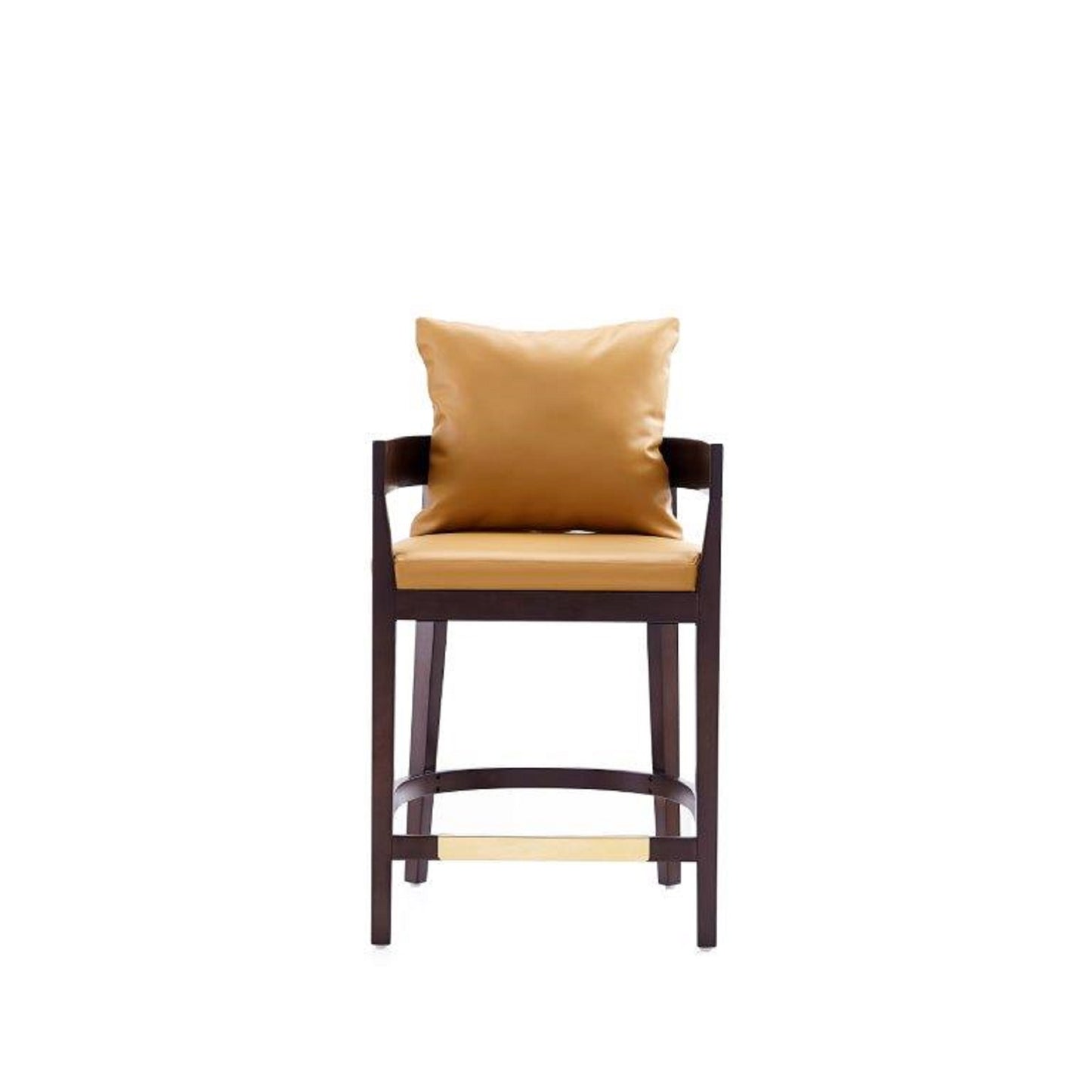 Ritz 34 in. Camel and Dark Walnut Beech Wood Counter Height Bar Stool