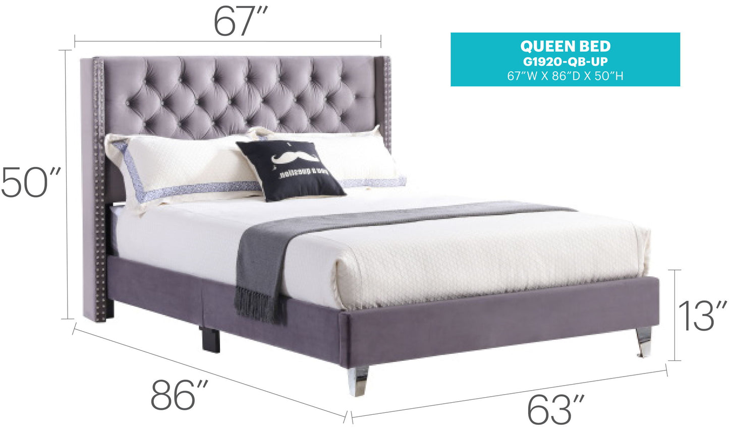 Glory Furniture - Julie - Faux Crystals Tufted Upholstered Bed