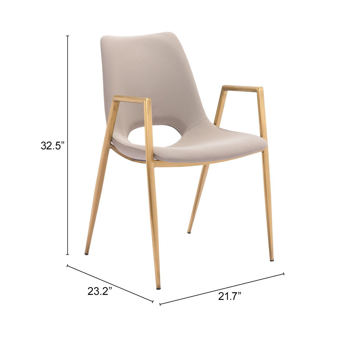 Desi - Dining Chair (Set of 2) - Beige & Gold