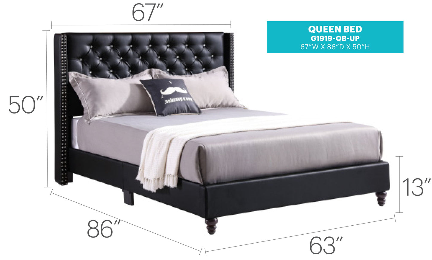 Glory Furniture - Julie - Faux Crystals Tufted Upholstered Bed
