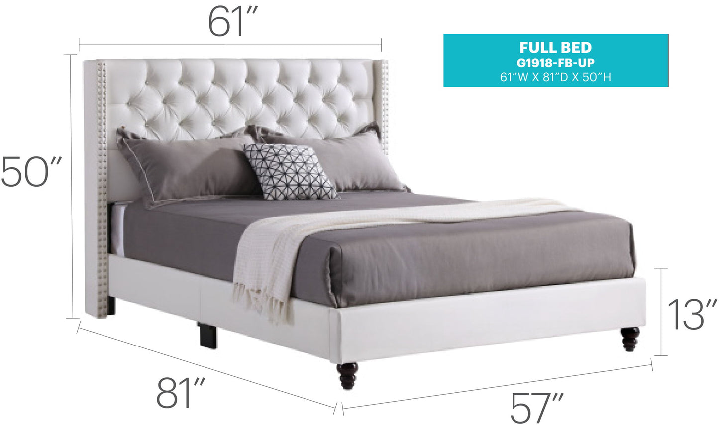 Glory Furniture - Julie - Faux Crystals Tufted Upholstered Bed