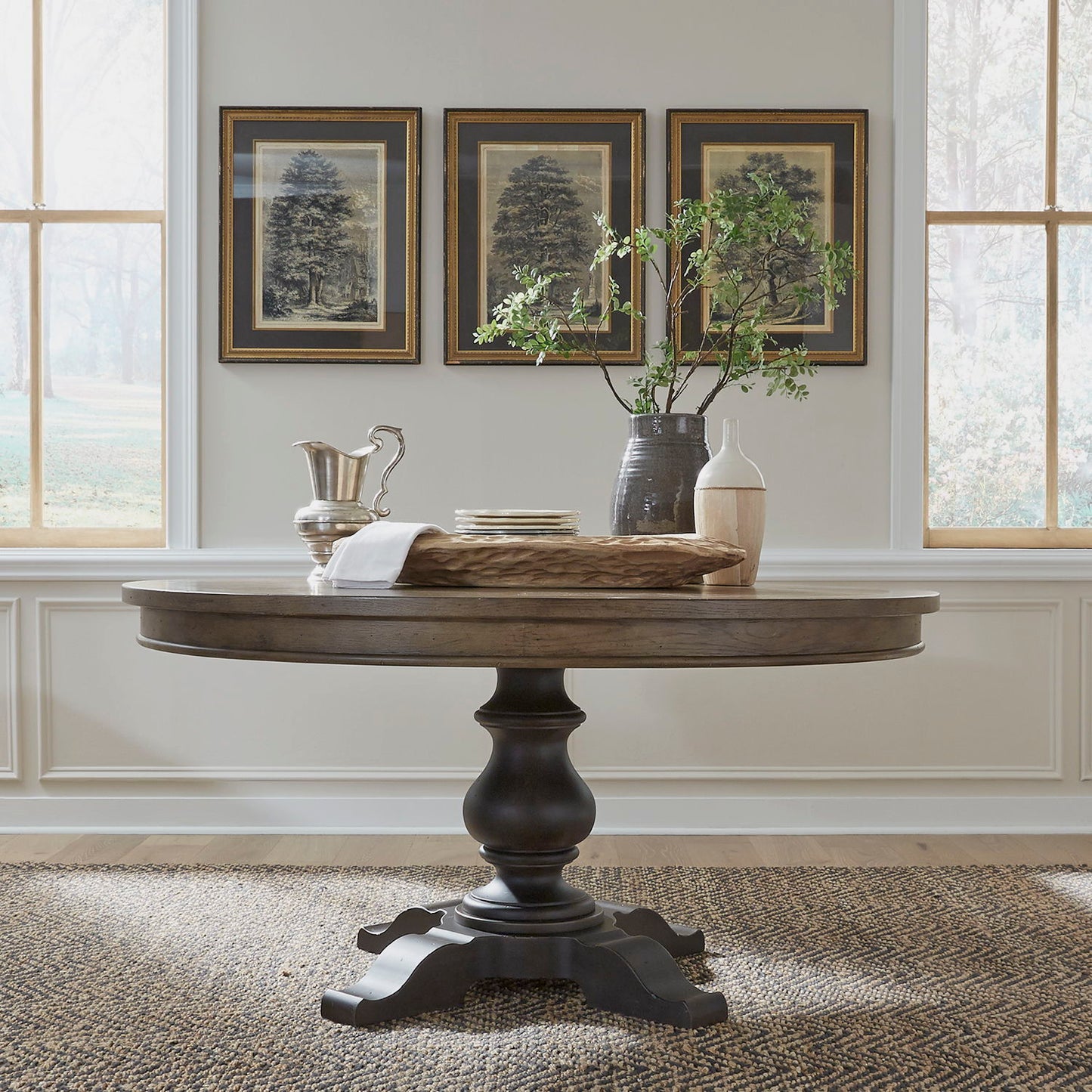 Americana Farmhouse - Pedestal Table - Light Brown