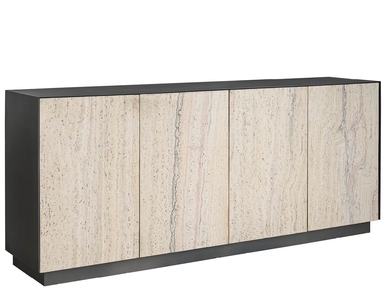 Modern - Stone Credenza - Black / Beige
