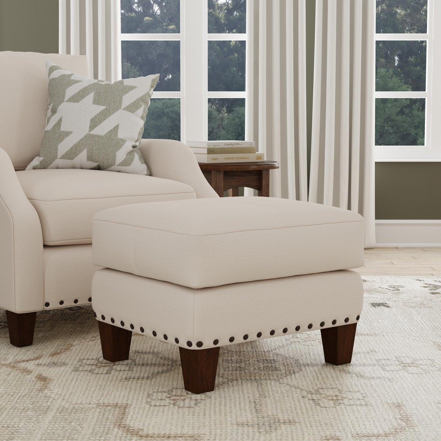 Gianna - Fabric Ottoman With Nailhead Trim