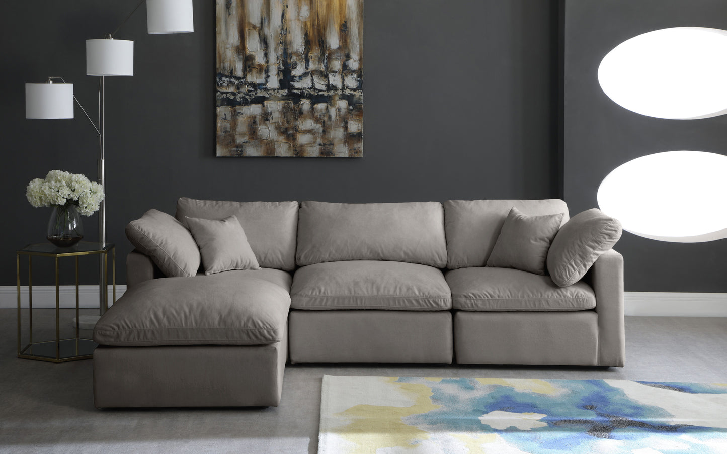 Plush - Velvet Standart Comfort Modular Sectional - Grey - Modern & Contemporary