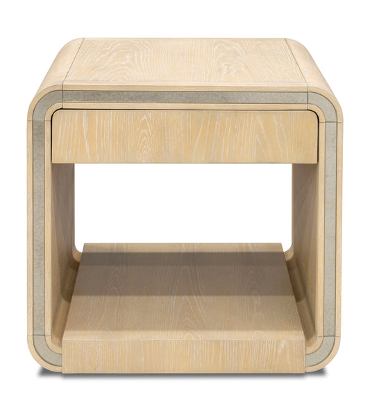 Damone - End Table - Cerused White Oak