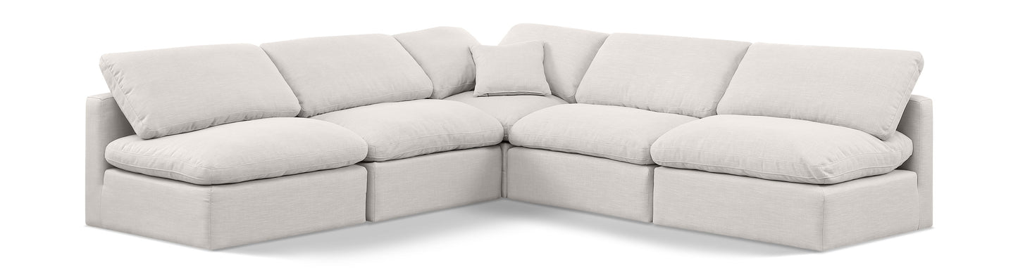 Indulge - Linen 5 Piece Modular Corner Armless Sectional