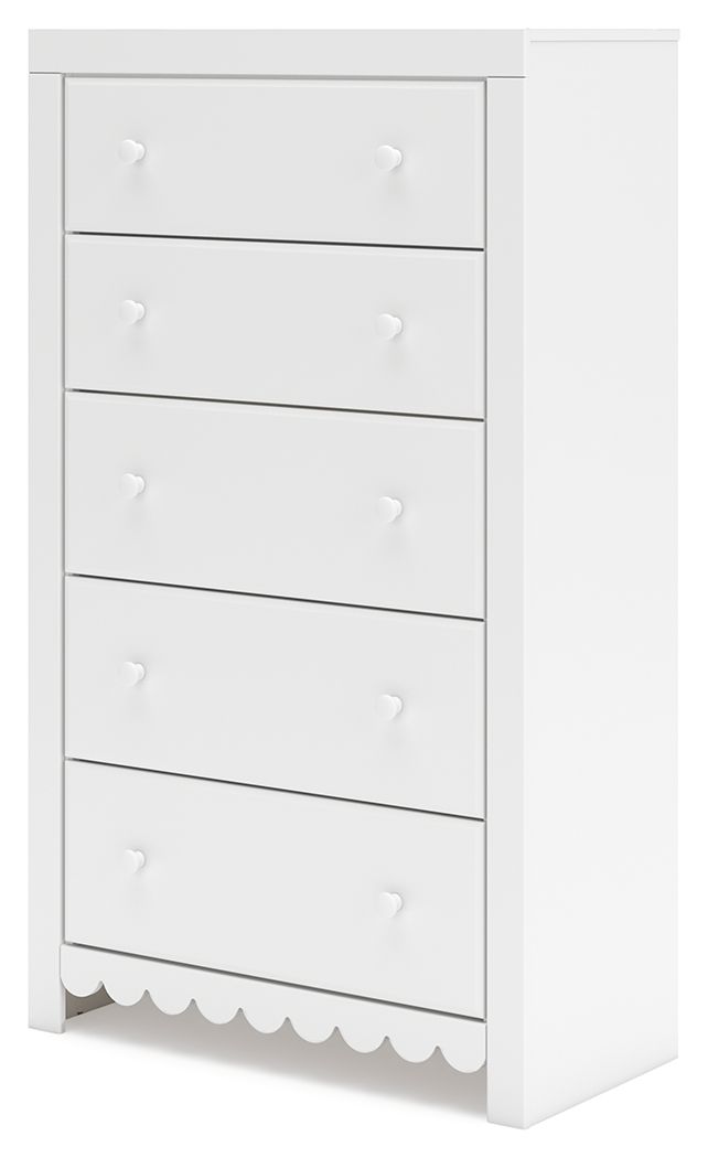 Mollviney - White - Five Drawer Chest