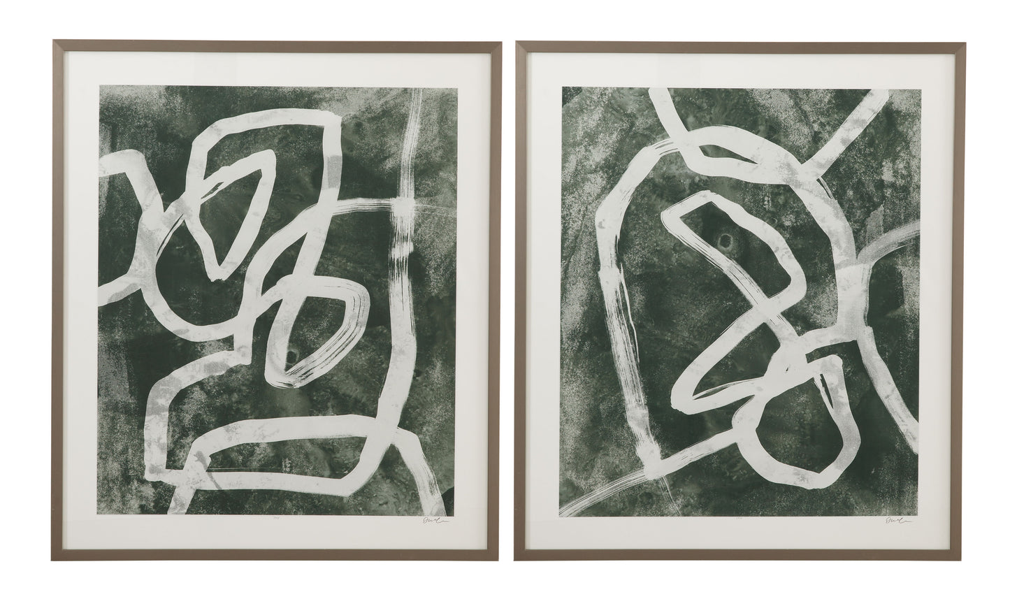 Chalk Line I Framed Print - Green / White