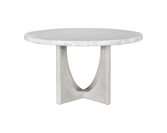 Gavin - Dining Table - Driftwood / White Marble