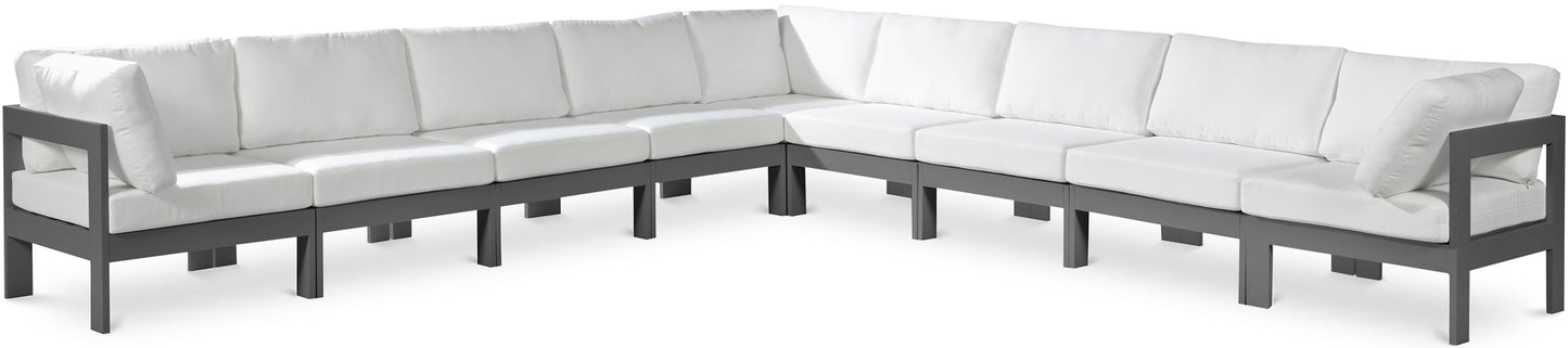 Nizuc - Outdoor Patio 9 Piece Modular Sectional With Gray Frame