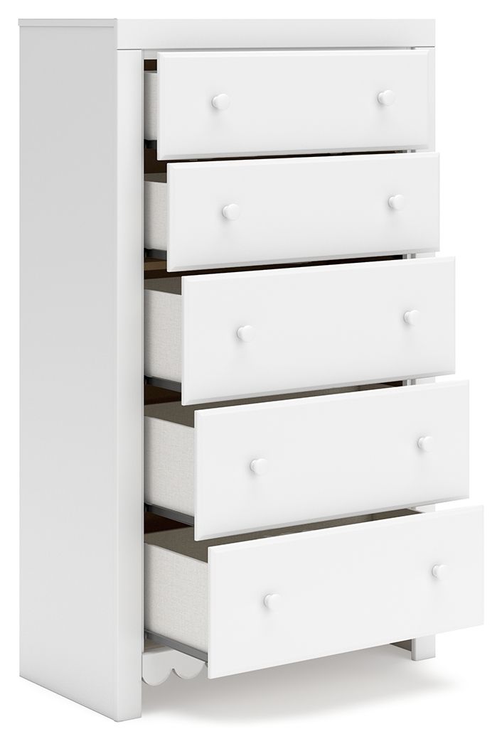 Mollviney - White - Five Drawer Chest