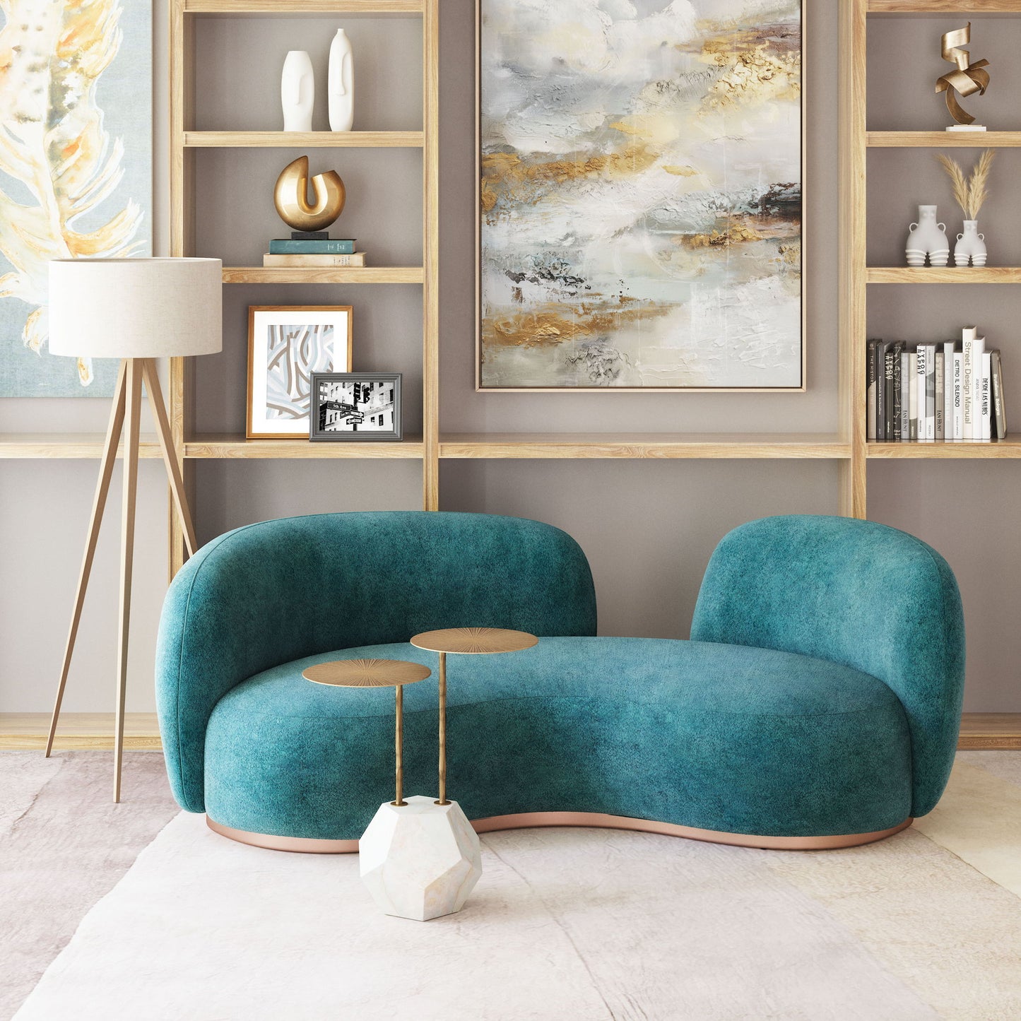 Anten - Side Table - Brass & White