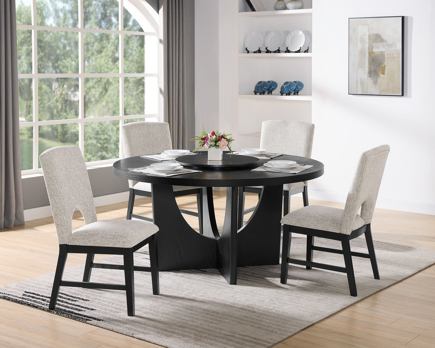 Rupert - Round Table With Lazy Susan - Charcoal