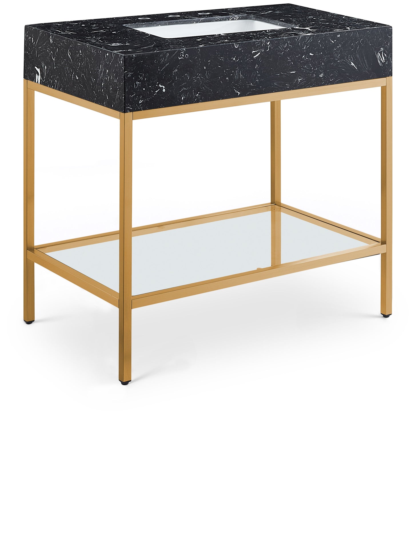 Marmo - Engineered Marble Bathroom Vanity With Gold Base