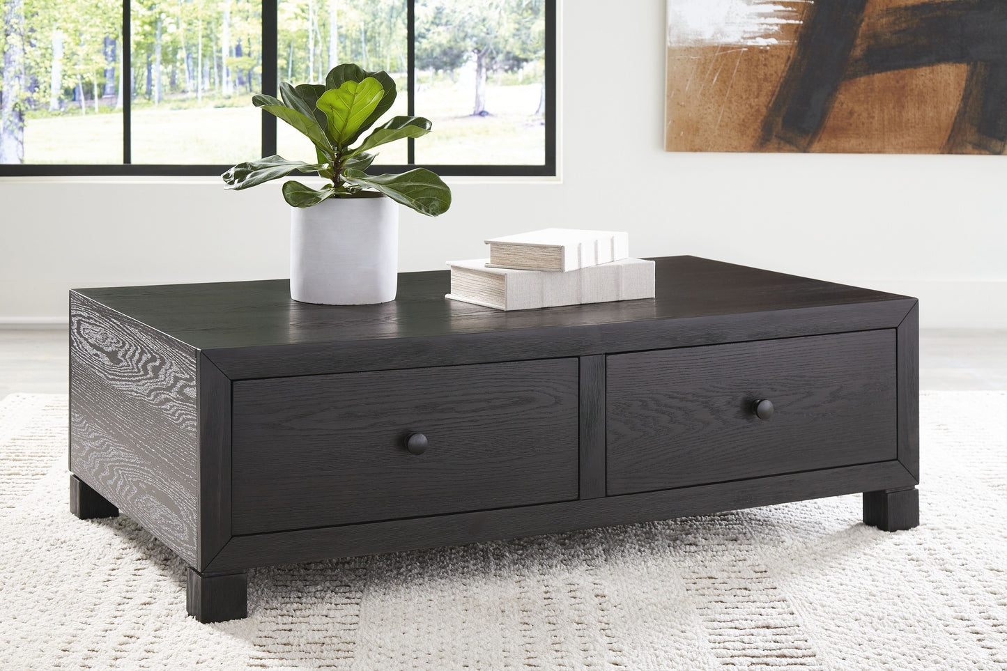 Foyland - Black - Cocktail Table with Storage