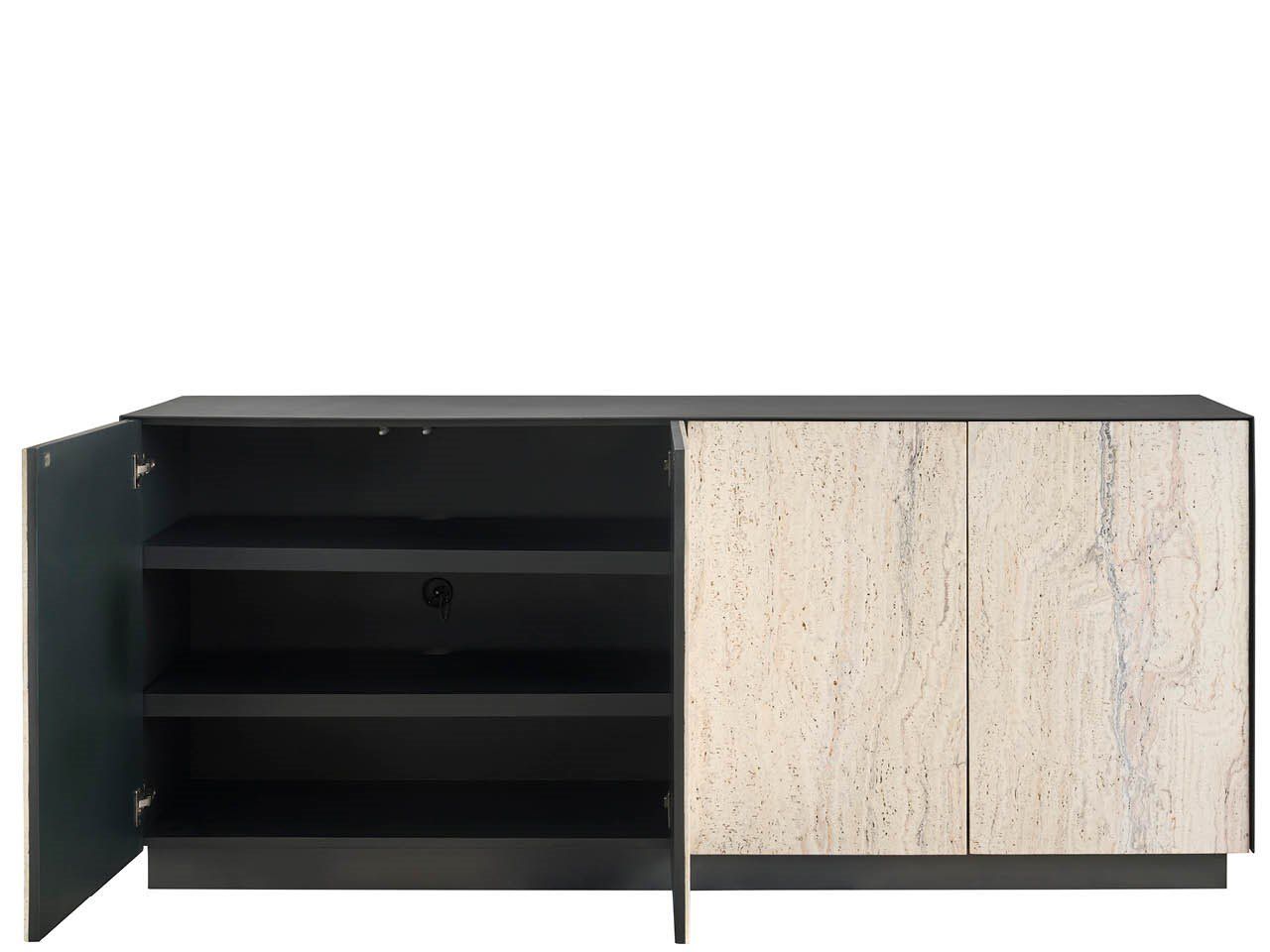Modern - Stone Credenza - Black / Beige