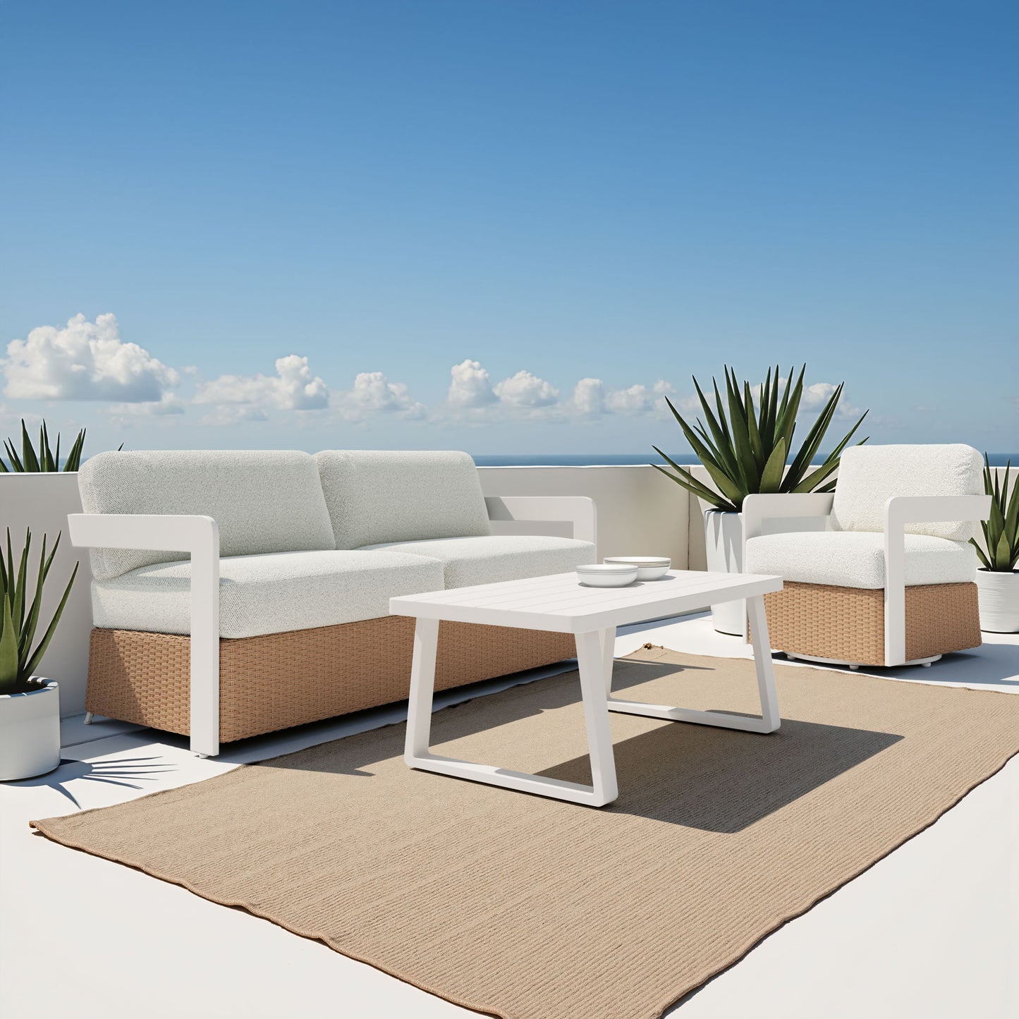 Gelo - Outdoor Sofa - White & Brown