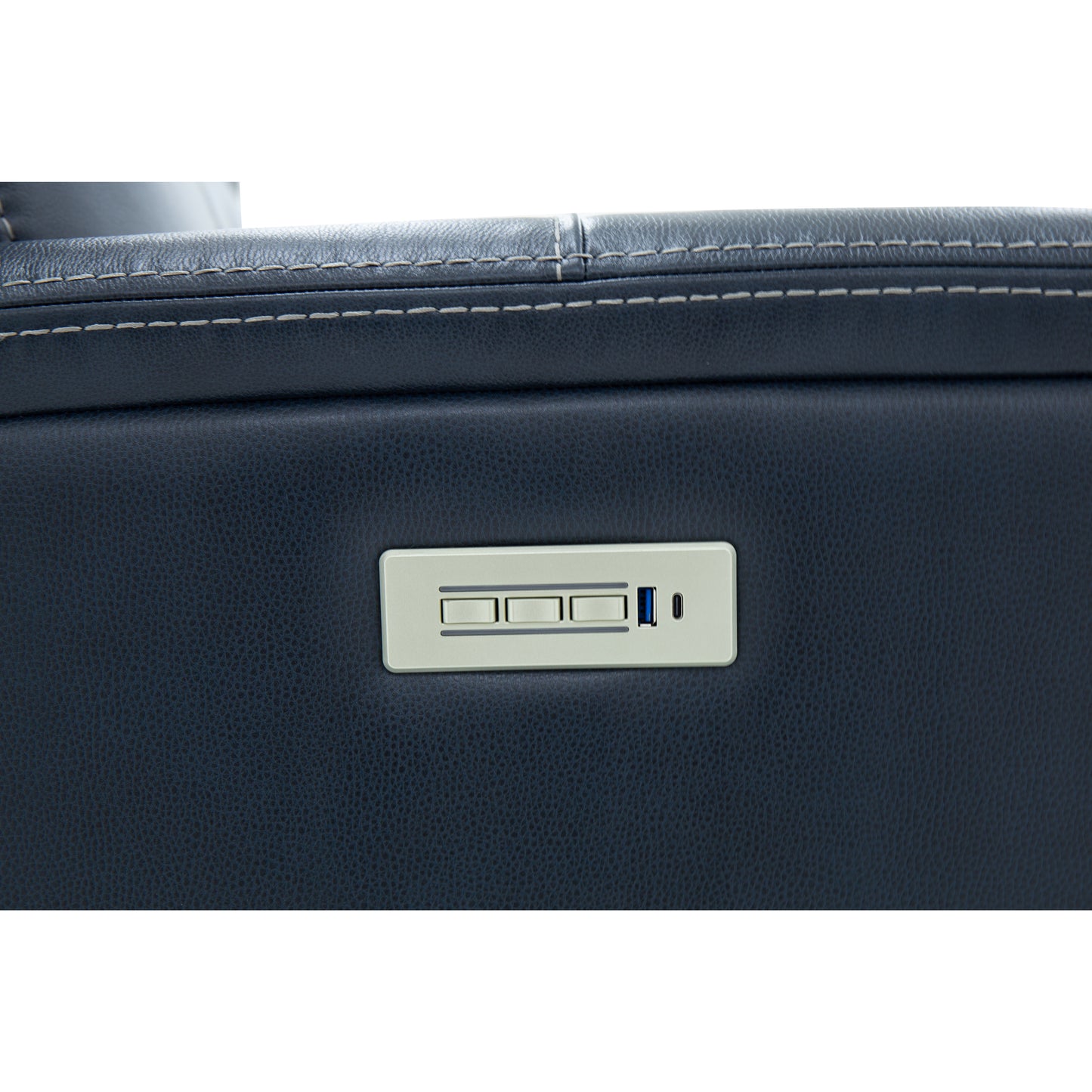 View - Power Reclining Sofa With Console, Power Headrest & Lumbar