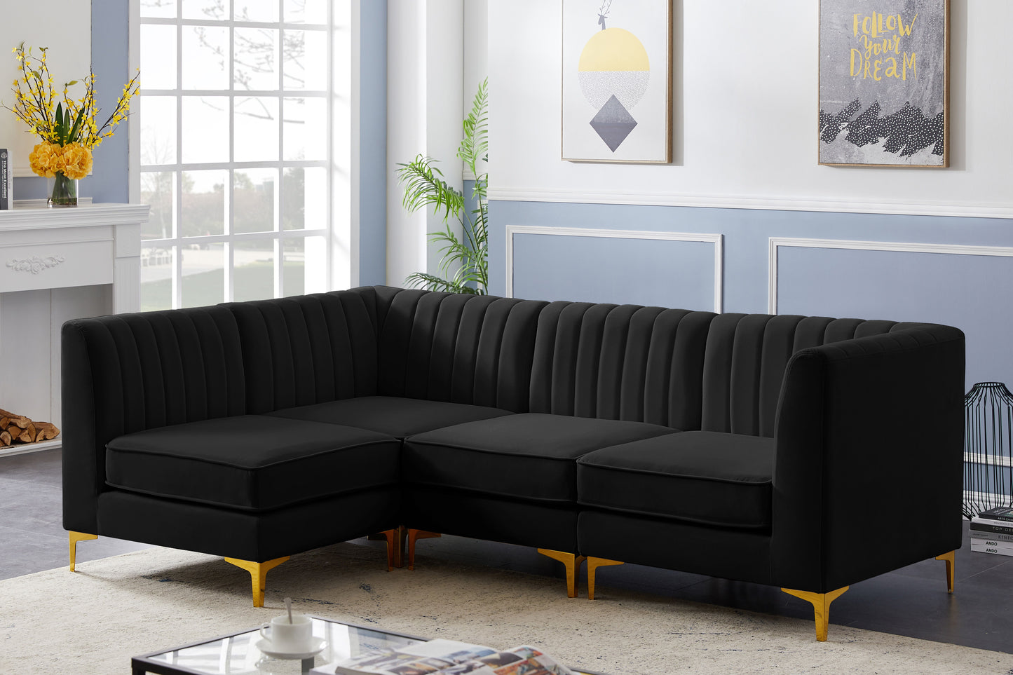 Alina - Modular Sectional - Black - Fabric