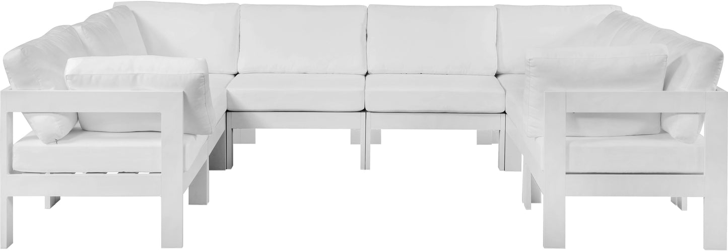 Nizuc - Outdoor Patio Modular Sectional 8 Piece - White - Metal