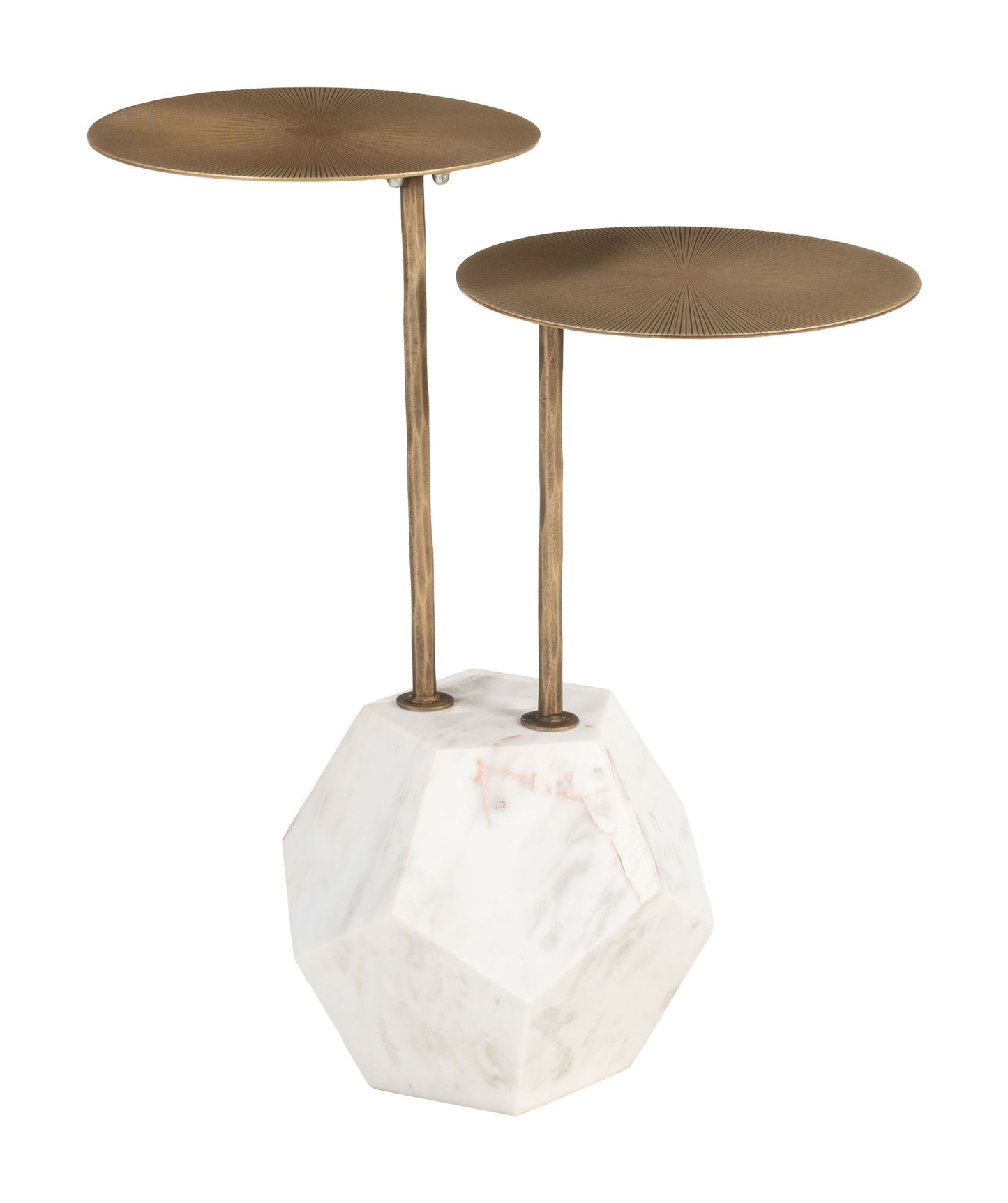 Anten - Side Table - Brass & White