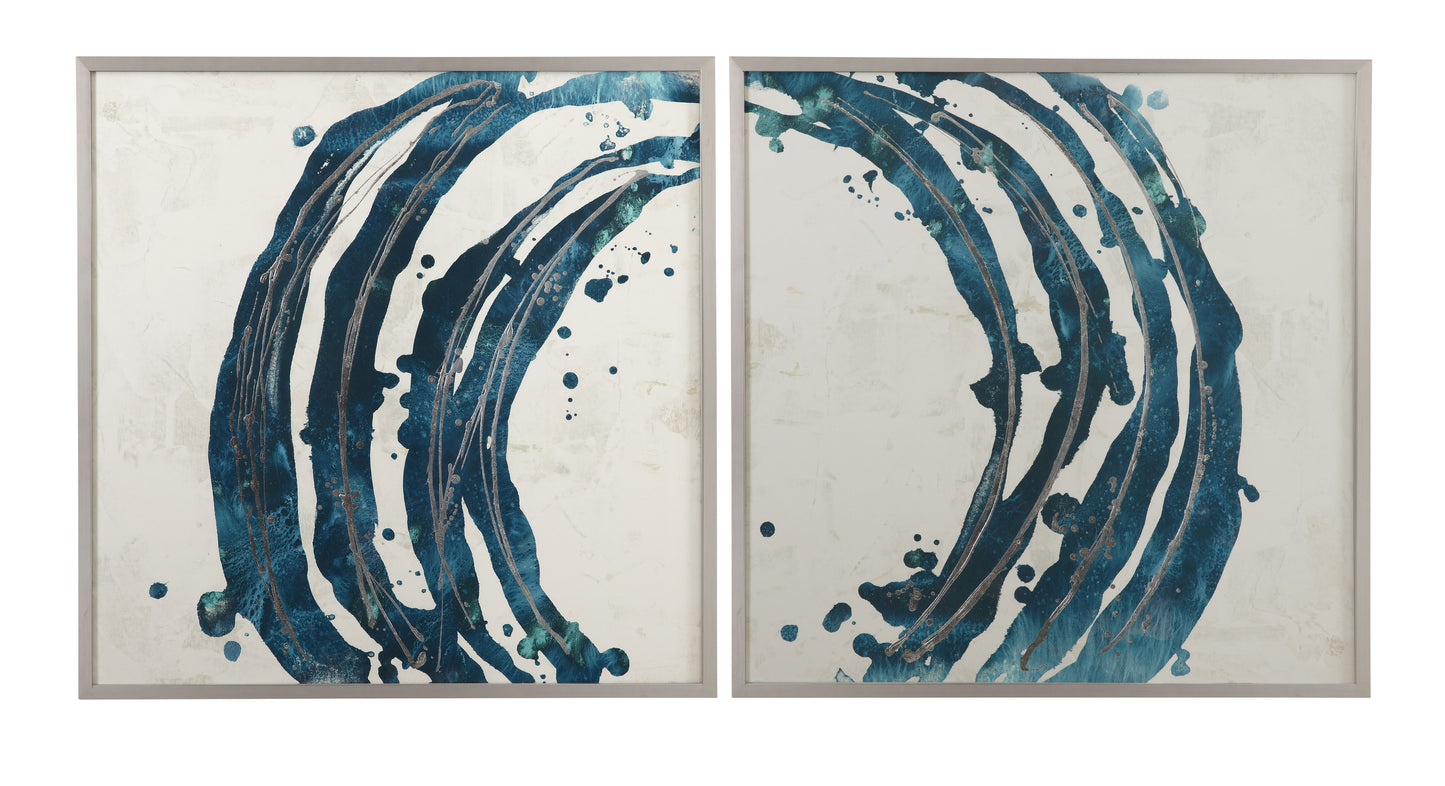 Embellished Blue Circle II Framed Print-131 - Blue