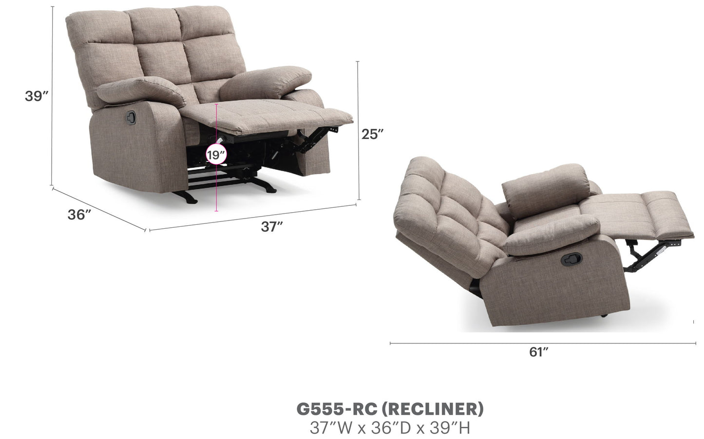 Glory Furniture - Cindy - Rocker Recliner