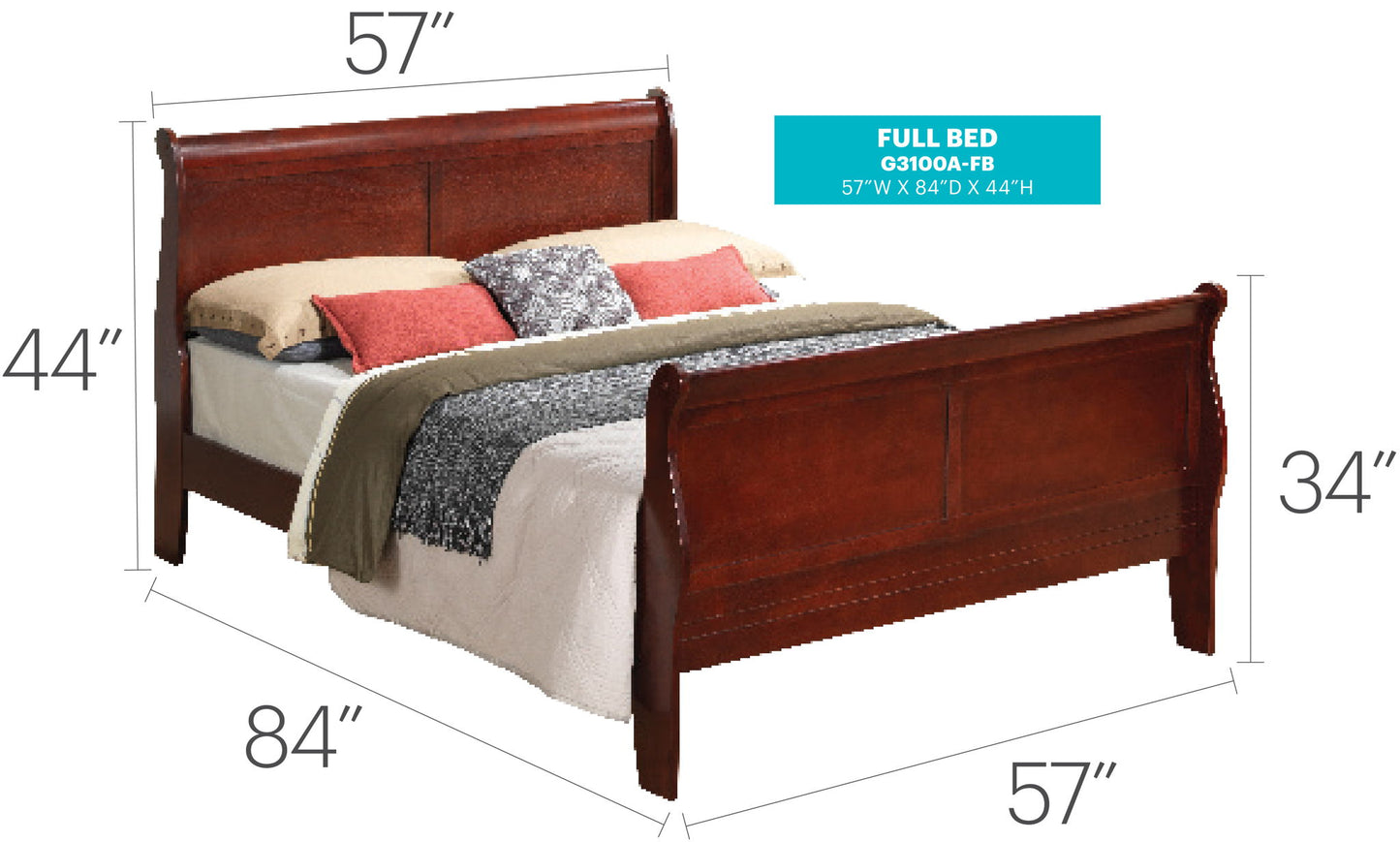 Glory Furniture - Louis Phillipe - Sleigh Bed