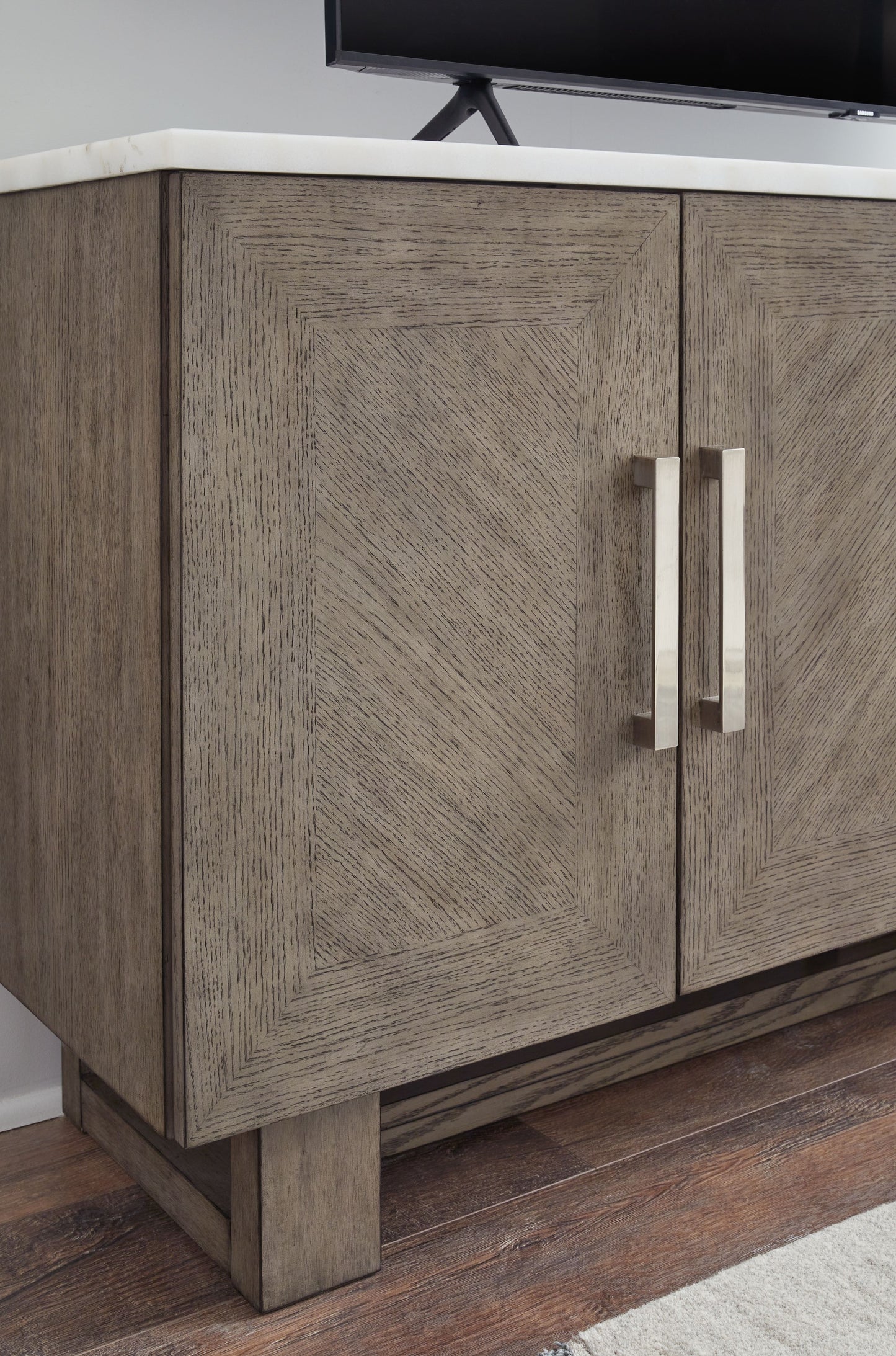 Loyaska - Extra Large TV Stand - Grayish Brown / White