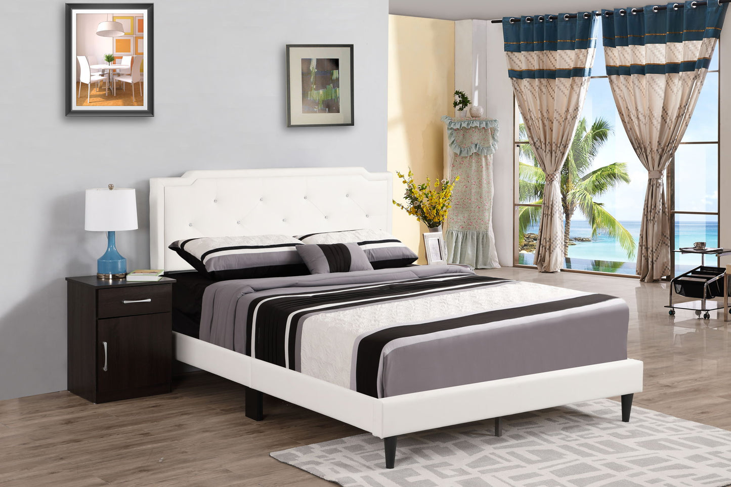 Glory Furniture - Deb - Faux Crystals Tufted Bed