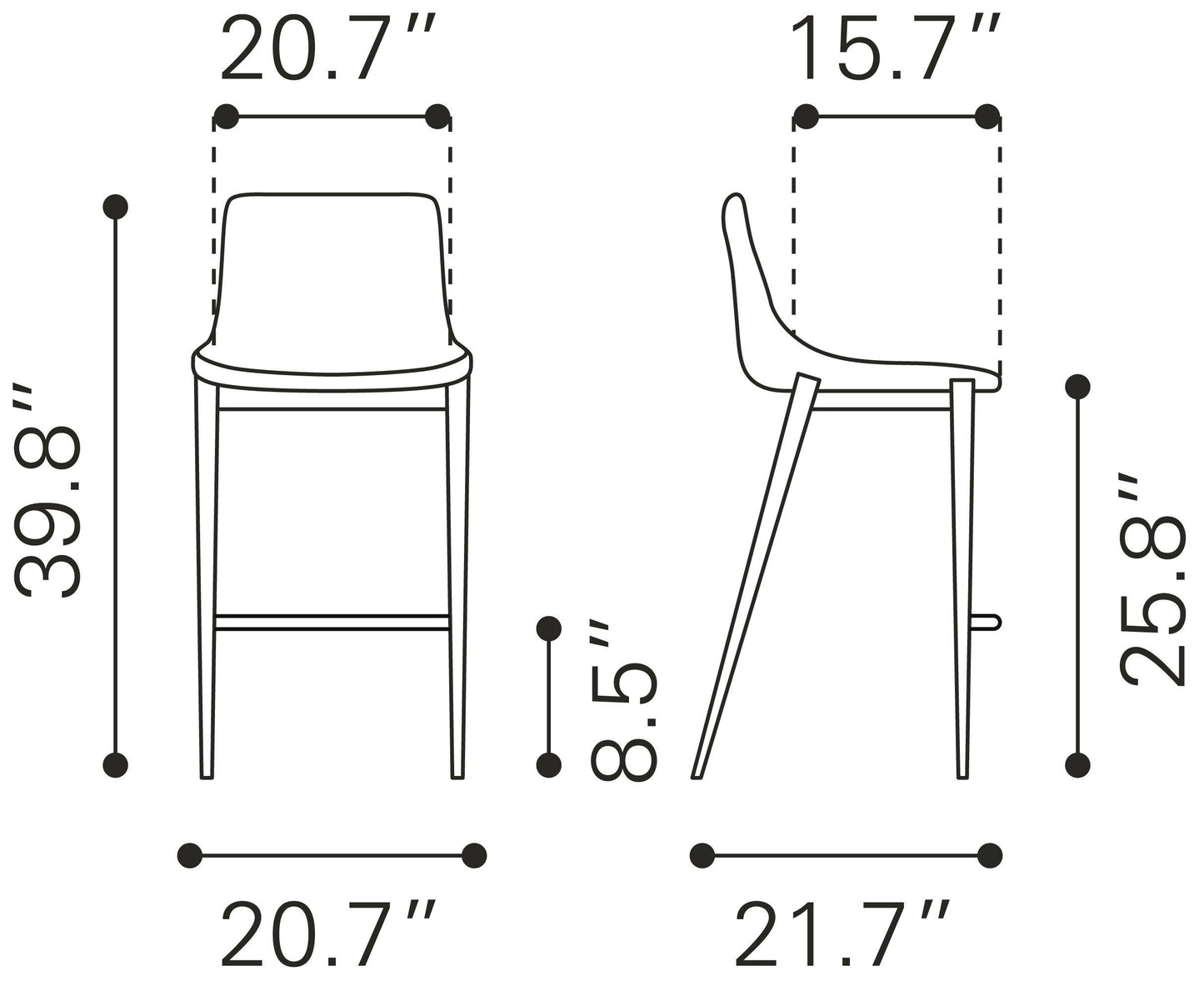 Magnus - Counter Chair (Set of 2) - Gray / Walnut