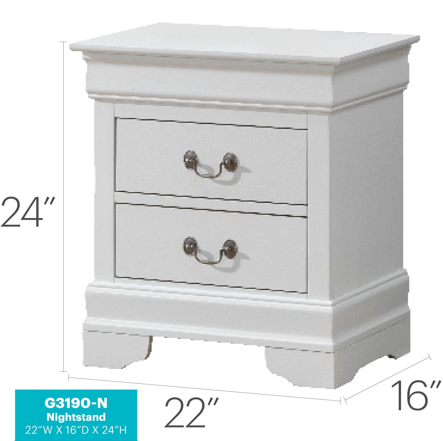 Glory Furniture - Louis Phillipe - 2 Drawer Nightstand