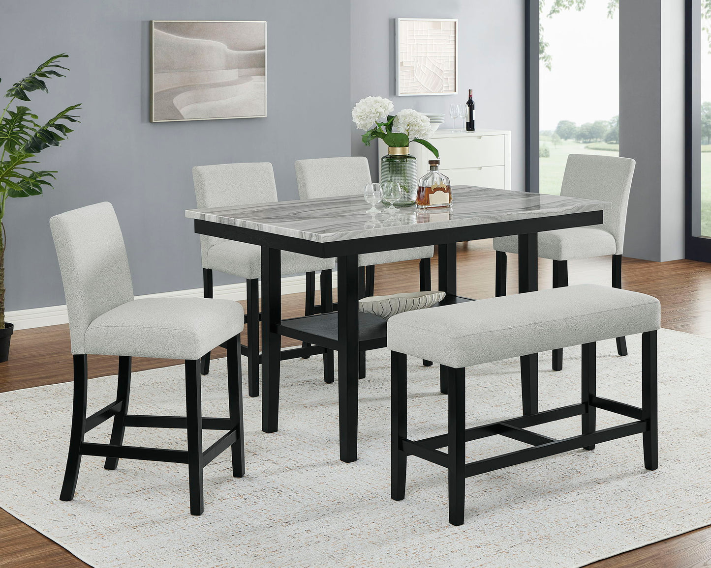 Marbel - Faux Marble Counter Height Set