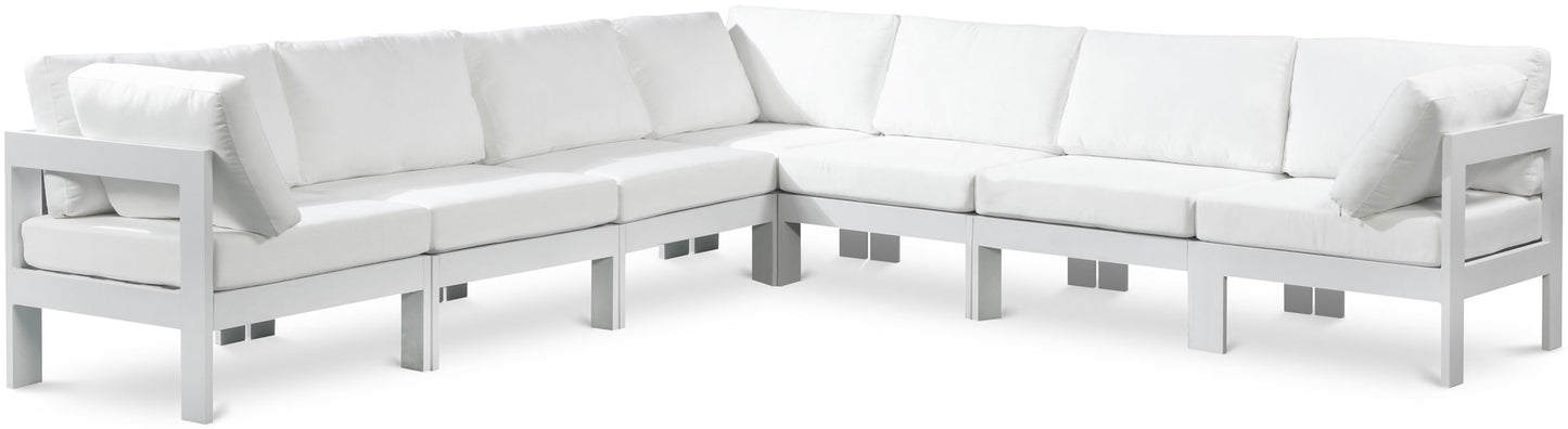 Nizuc - Outdoor Patio 7 Piece Modular Sectional With White Frame